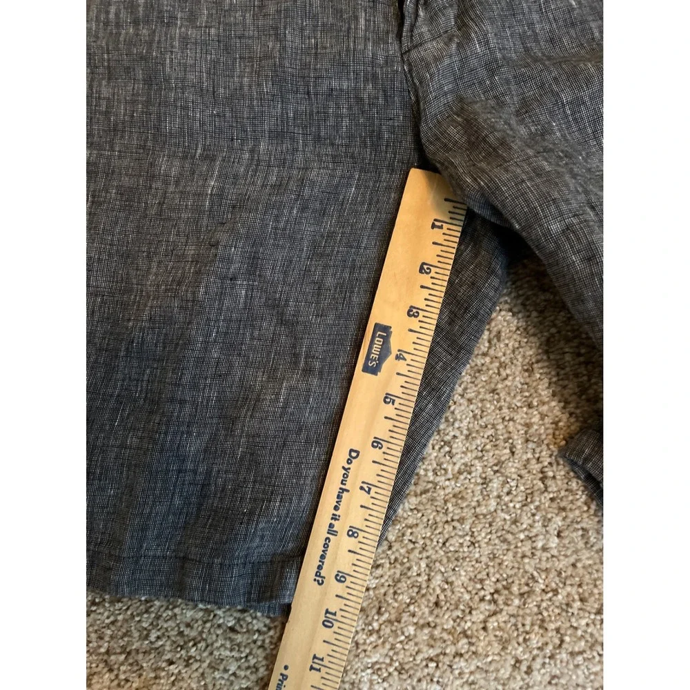 J. Crew Men's Shorts 34 Gray Linen Blend Flat Front 10.5